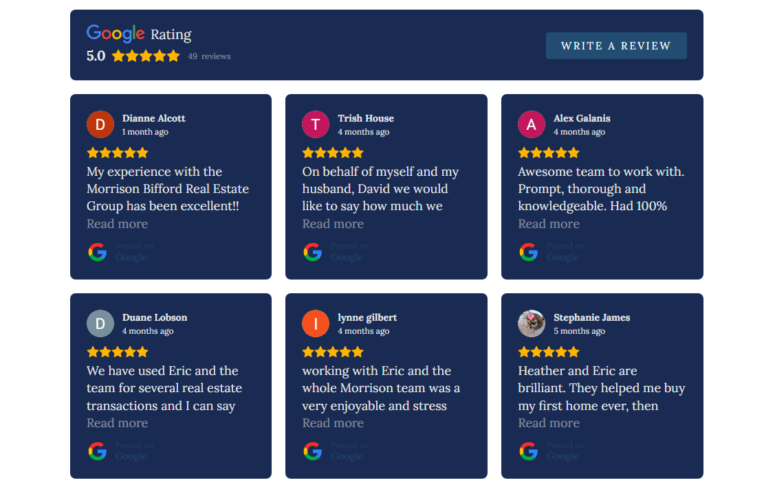 google review widget for realtor websites